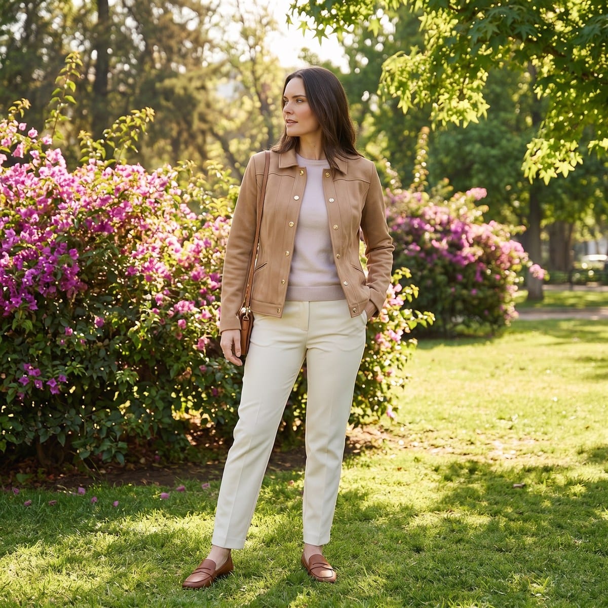 Casaca de Suede Texturado Camel lifestyle