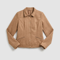 Casaca de Suede Texturado Camel en plano