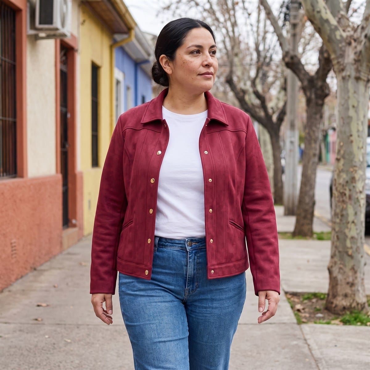 Casaca de Suede Texturado Rojo lifestyle