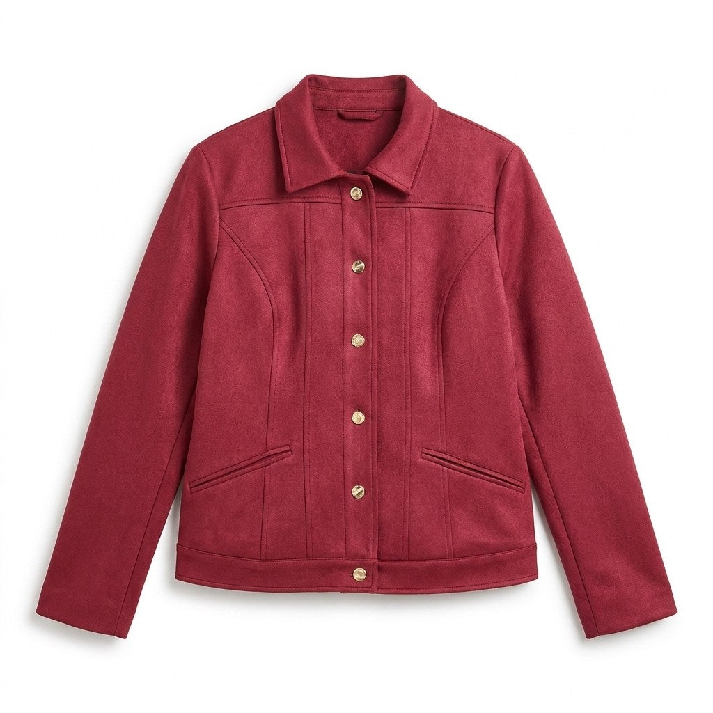 Casaca de Suede Texturado Rojo en plano