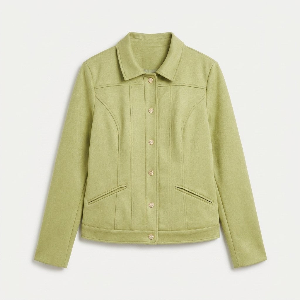Casaca de Suede Texturado Verde en plano