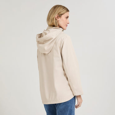 Casaca Corta Viento con Gorro Beige