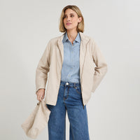 Casaca Corta Viento con Gorro Beige