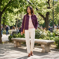 Casaca de Suede con Aplicación en Cuello y Bolsillos Morado lifestyle