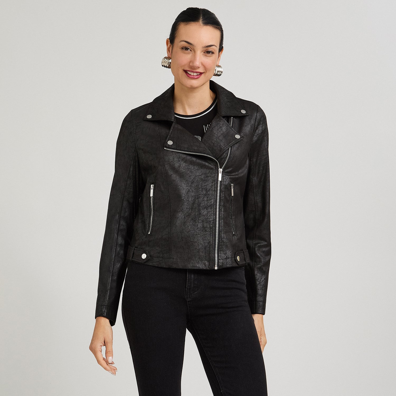 Casaca Biker de Suede Negro