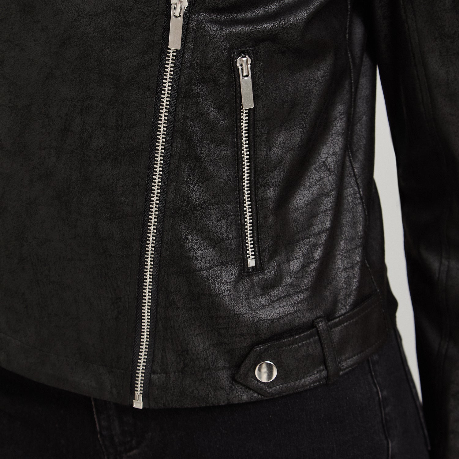 Casaca Biker de Suede Negro