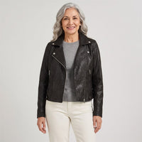 Casaca Biker de Suede Negro en modelo adulta