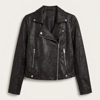 Casaca Biker de Suede Negro en plano
