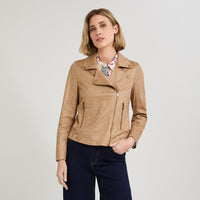 Casaca Biker de Suede Camel