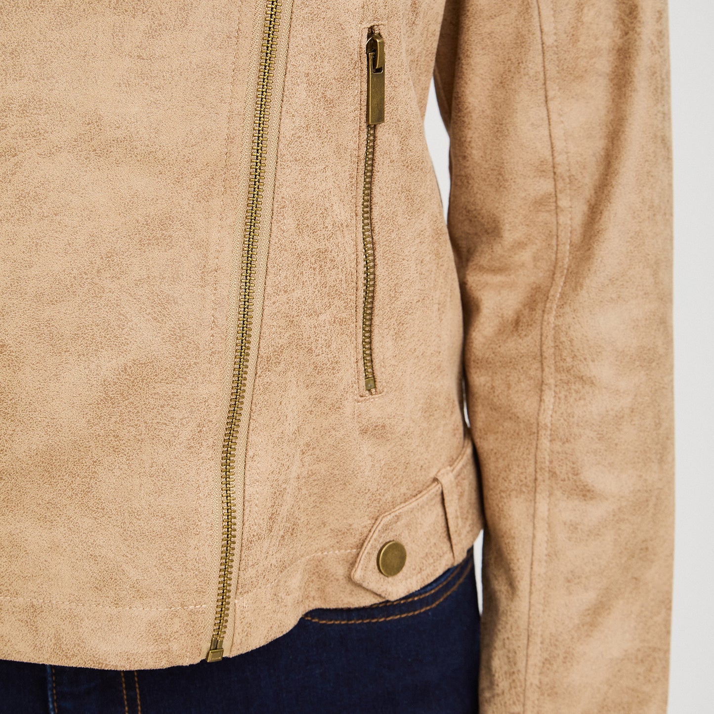 Casaca Biker de Suede Camel