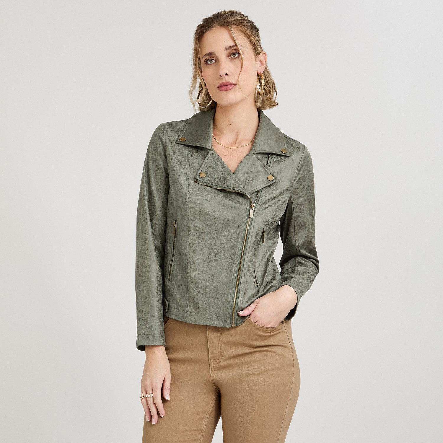 Casaca Biker de Suede Verde