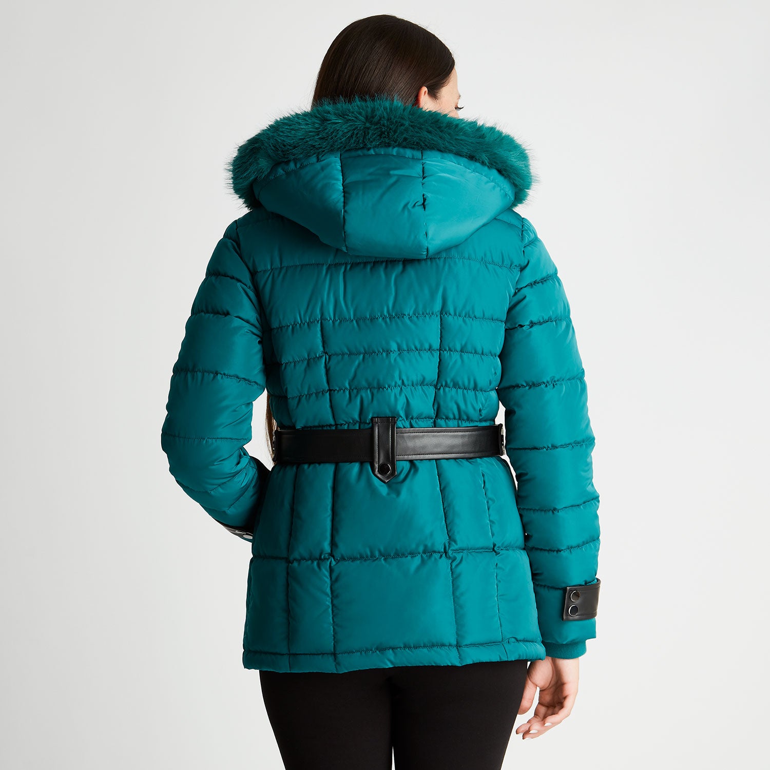 Parka Con Gorro Desmontable Azul Petróleo