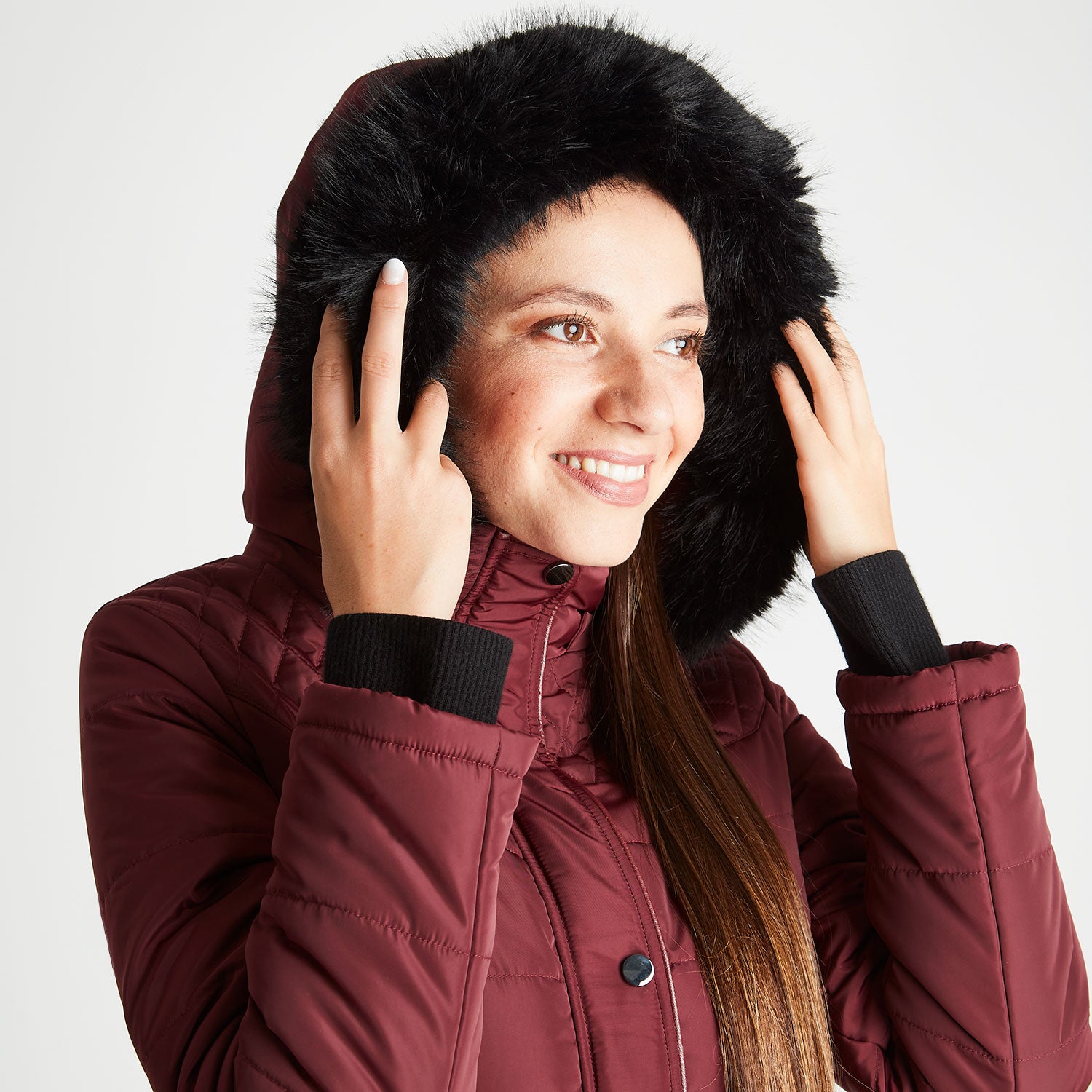 Parka Acolchada Con Gorro Desmontable Burdeo