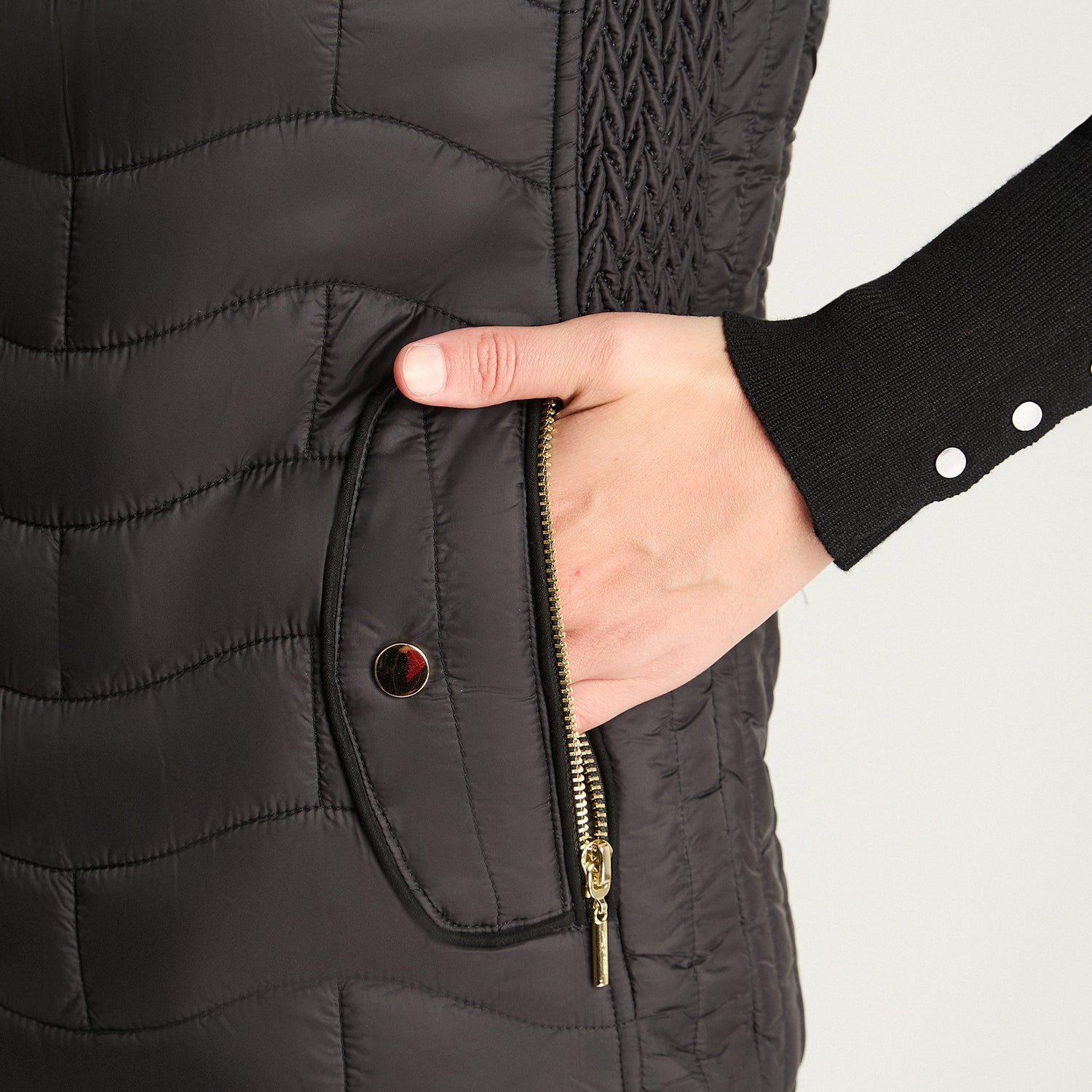 Parka Sin Mangas Con Contrastes De Pu Negro Lorenzo Di Pontti