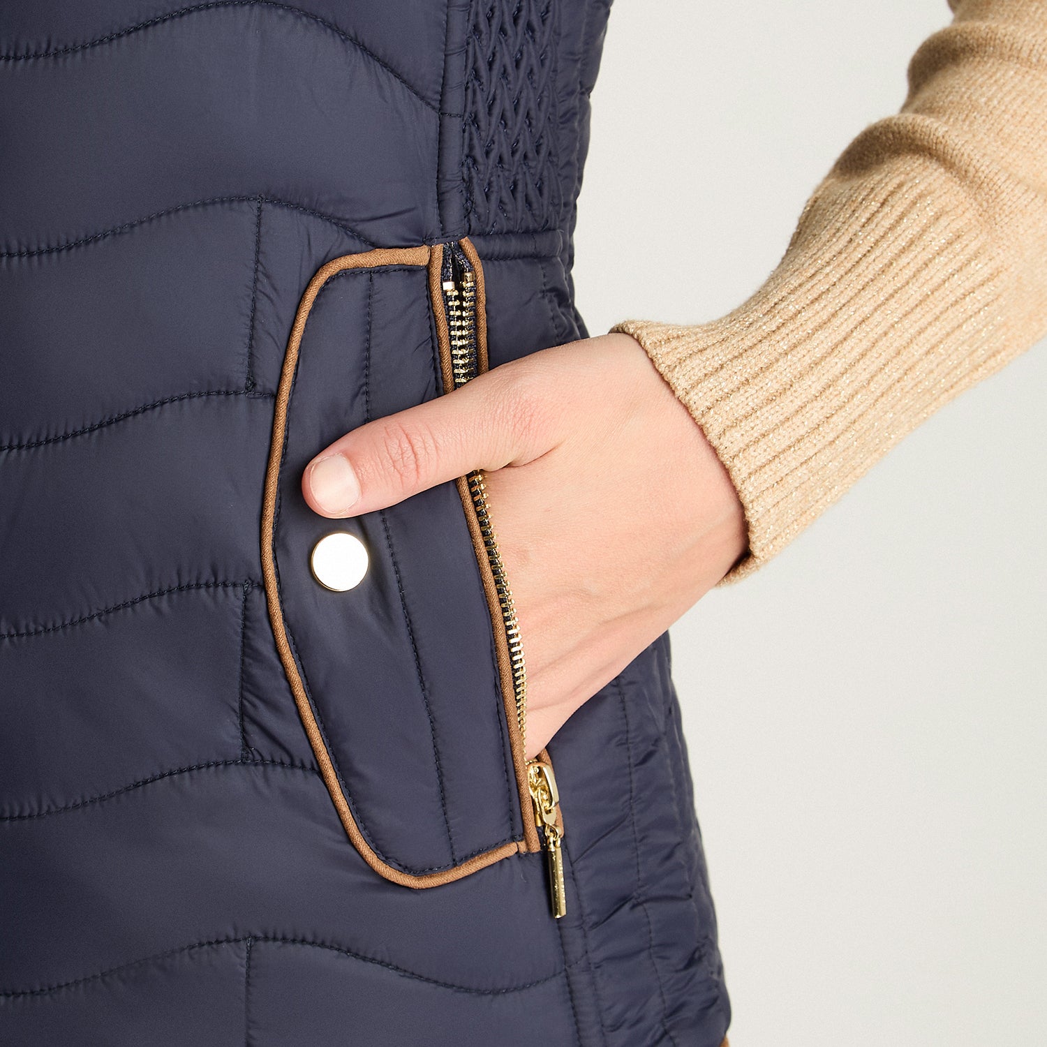 Parka Sin Mangas Con Contrastes De Pu Azul Lorenzo Di Pontti
