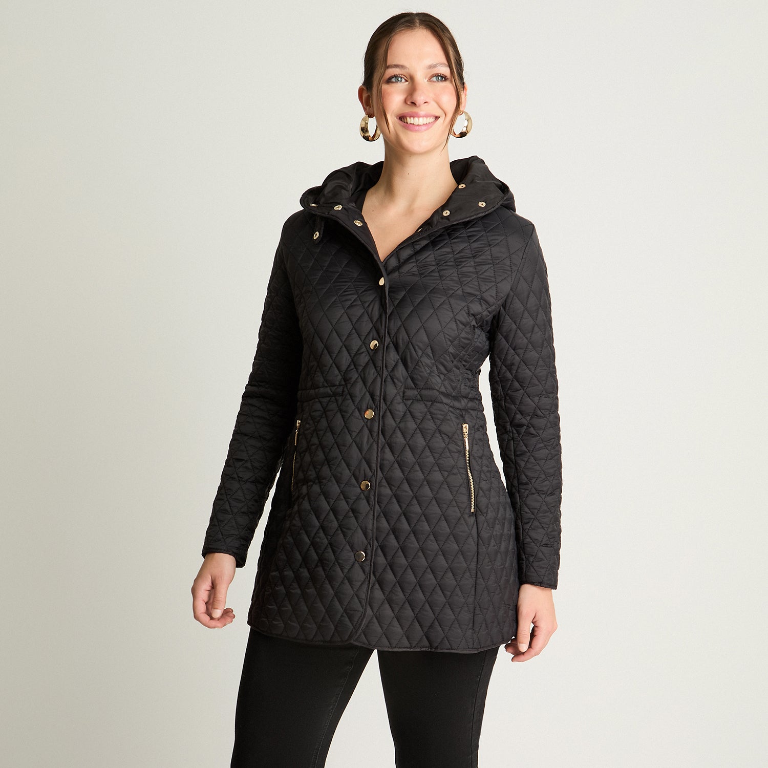 Parka Larga Con Gorro Negro Lorenzo Di Pontti