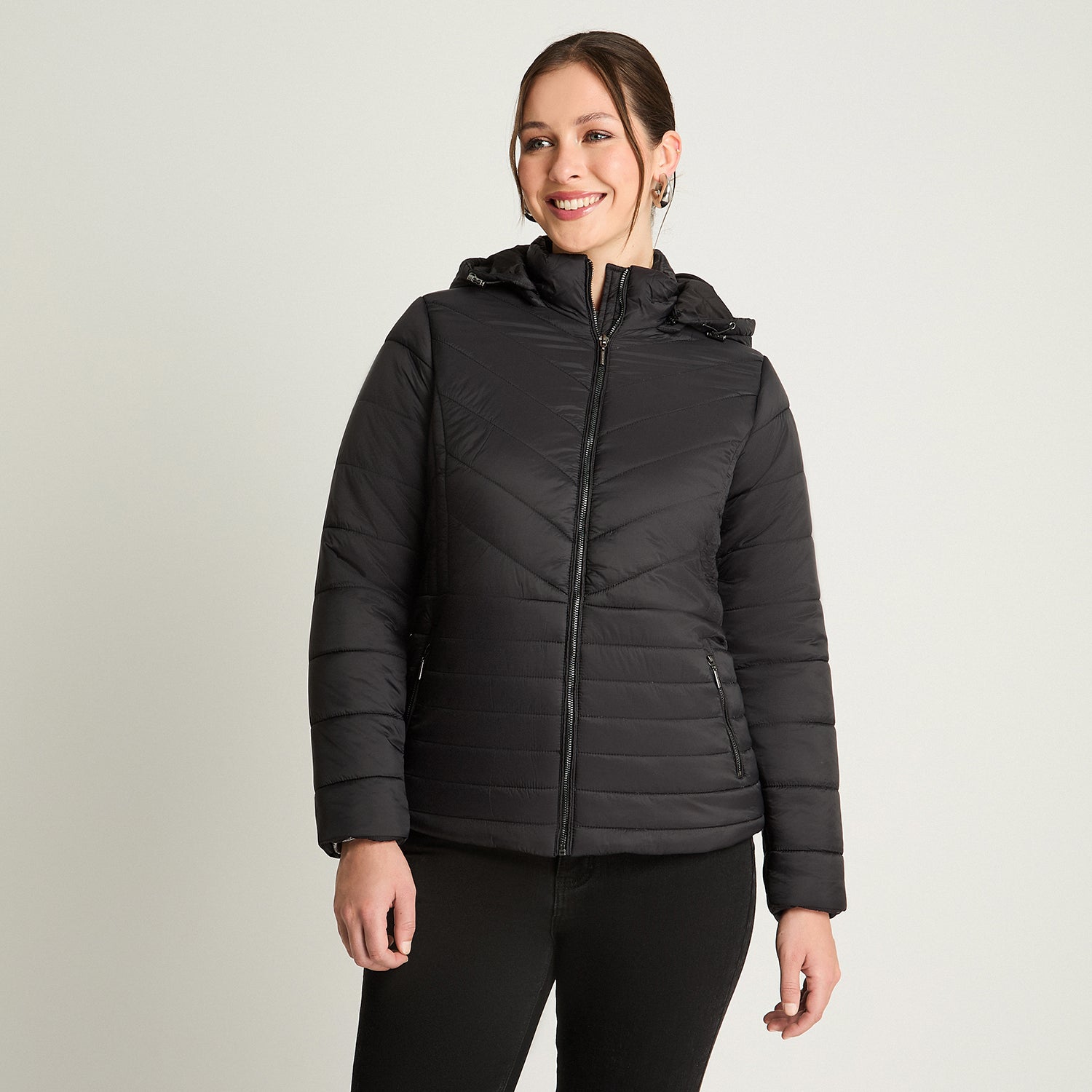 Parka Corta Manga Larga Gruesa Negro Lorenzo Di Pontti