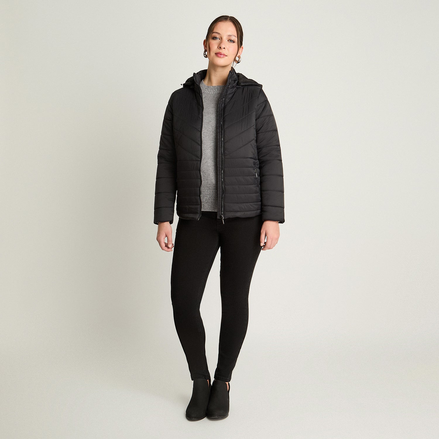 Parka Corta Manga Larga Gruesa Negro Lorenzo Di Pontti