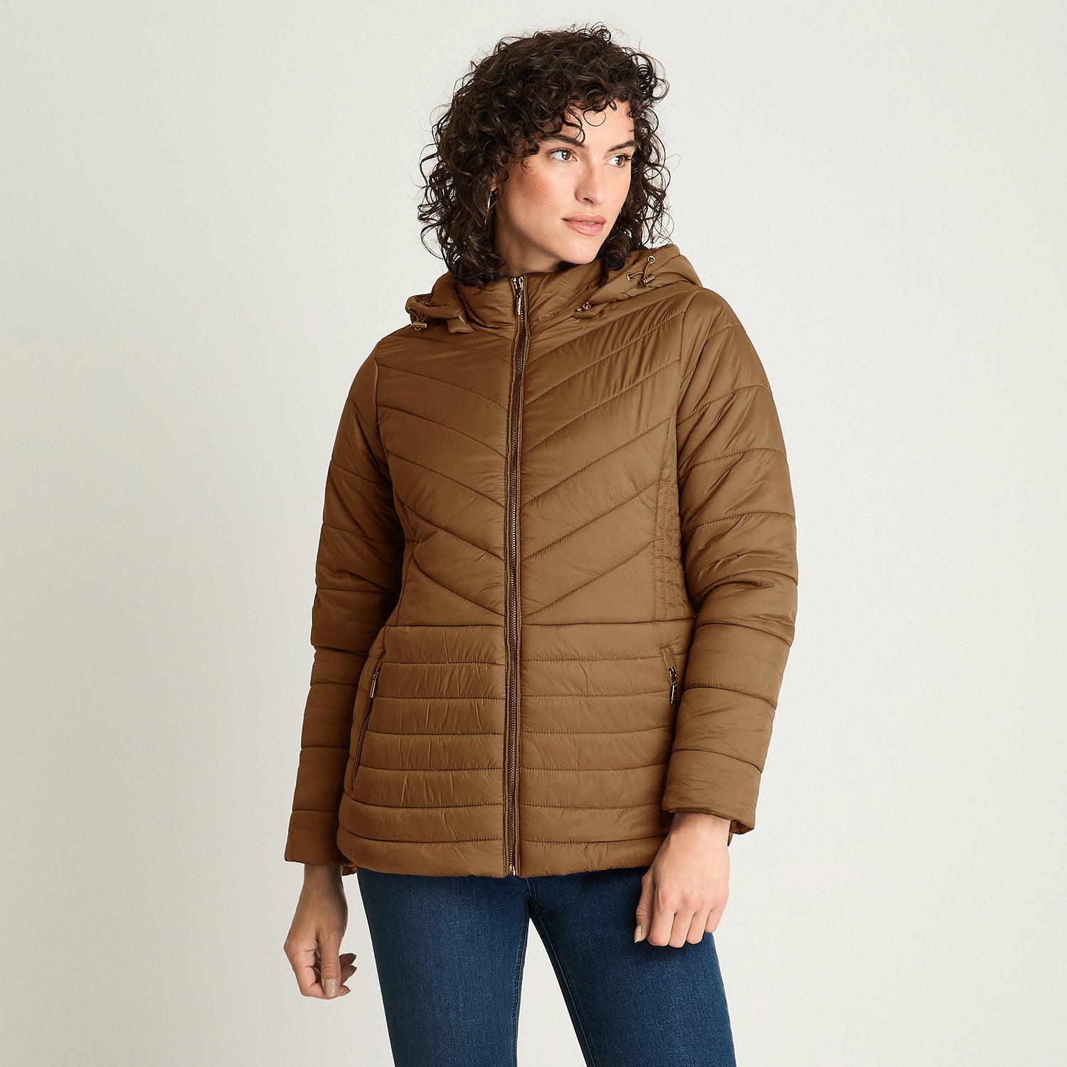 Parka Camel Con Gorro Desmontable