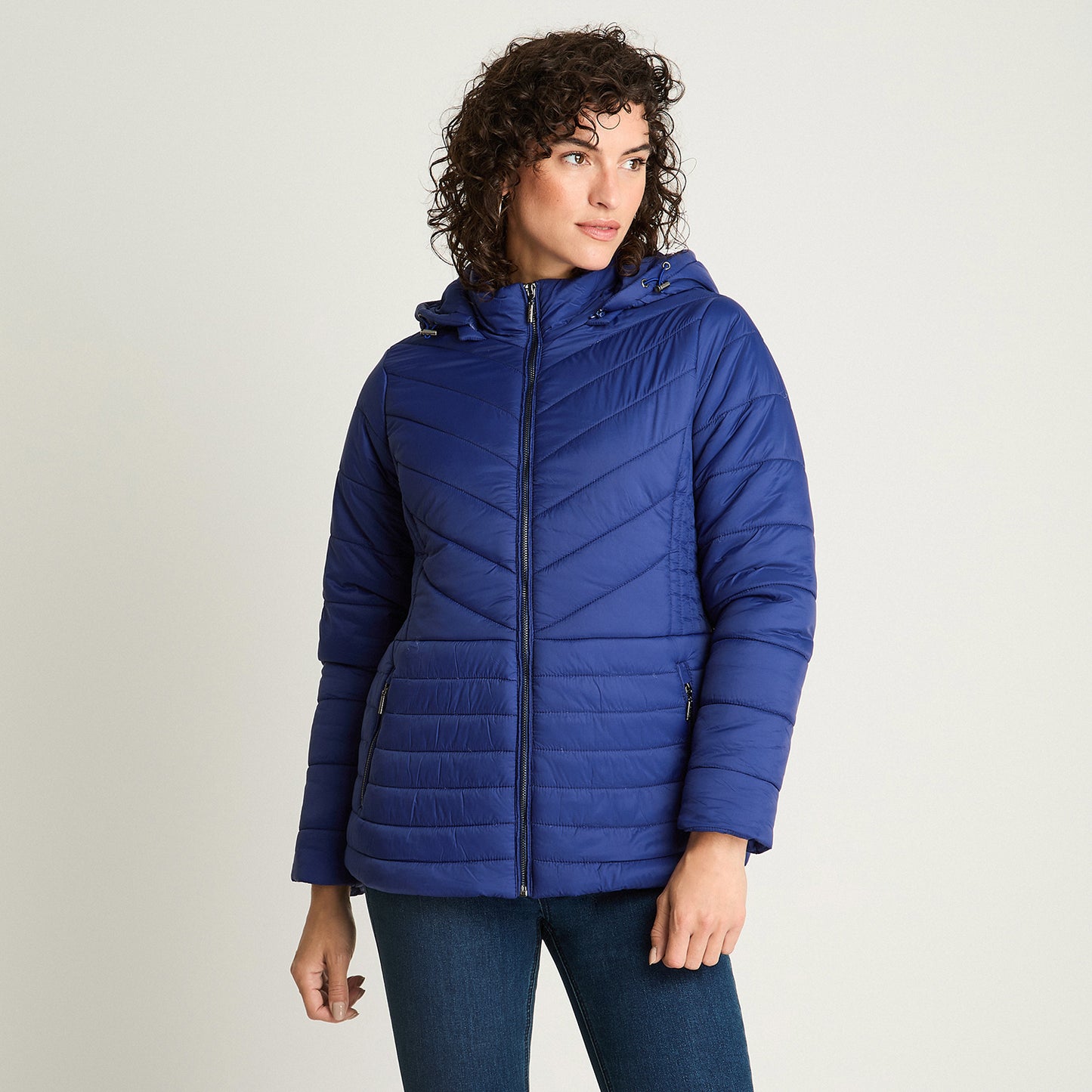 Parka Azul Con Gorro Desmontable