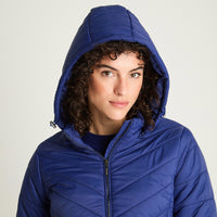 Parka Azul Con Gorro Desmontable