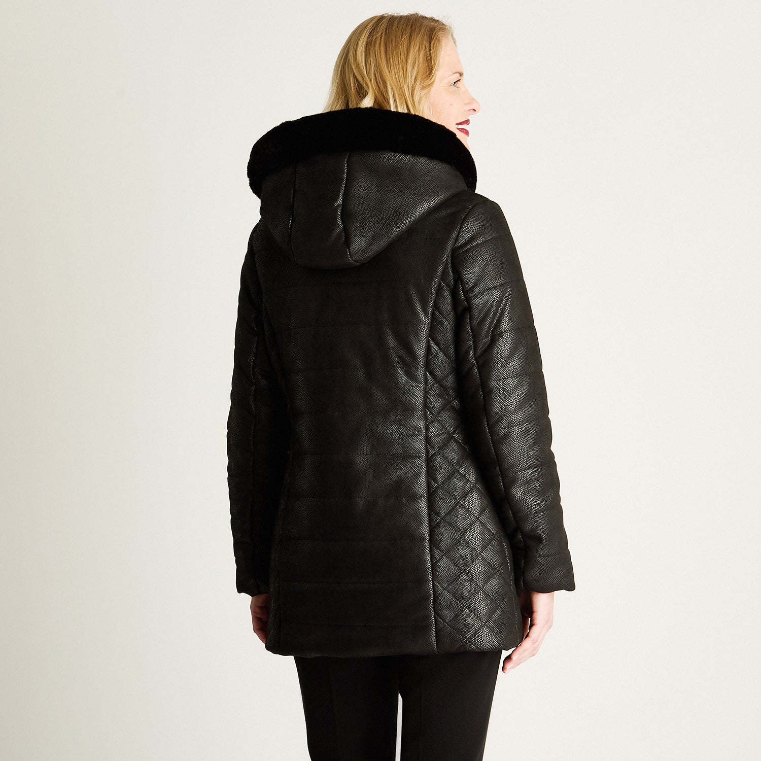 Parka Manga Larga Tela Piton Negro