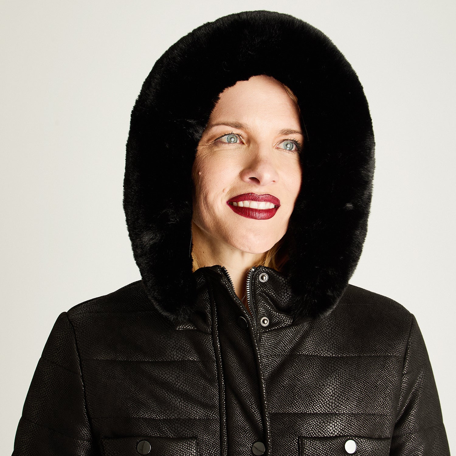 Parka Manga Larga Tela Piton Negro