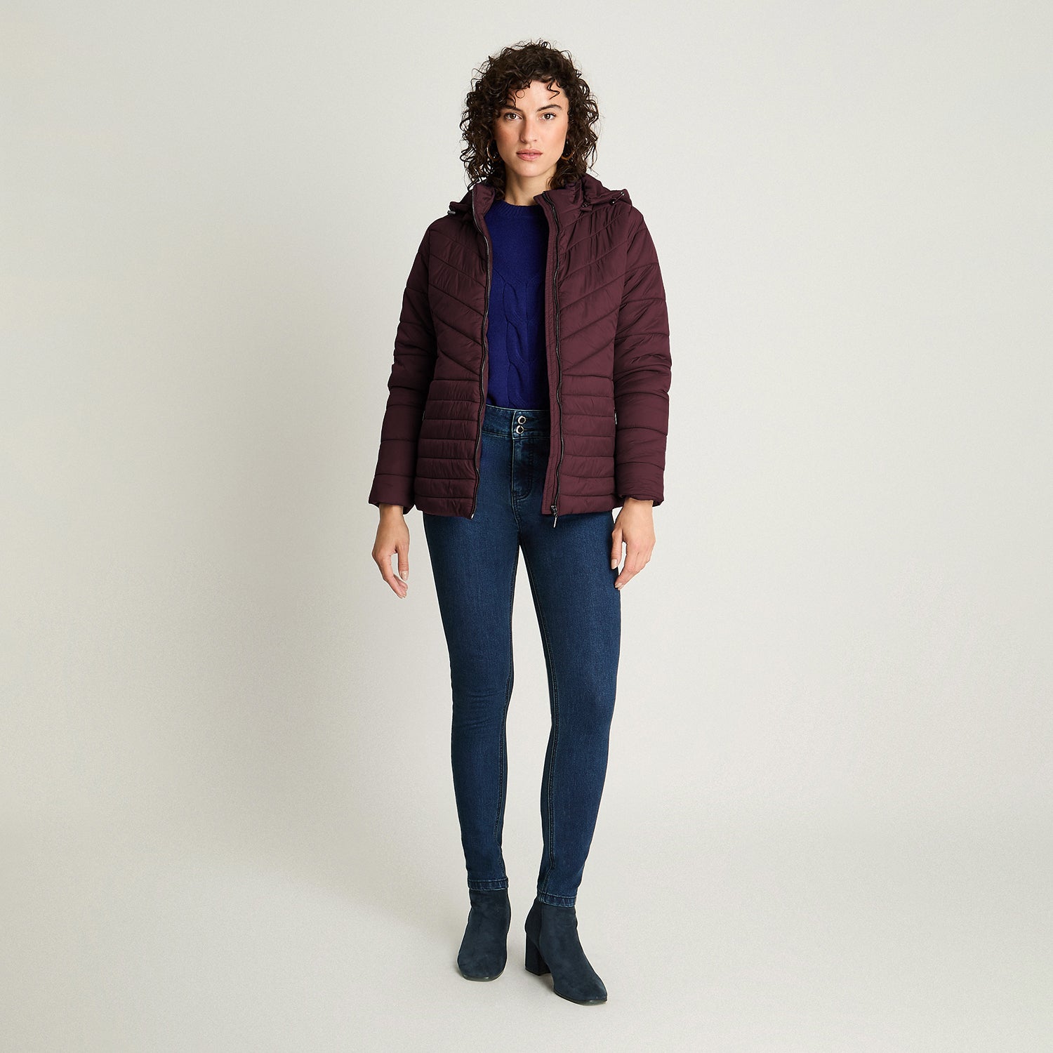 Parka Burdeo Con Gorro Desmontable