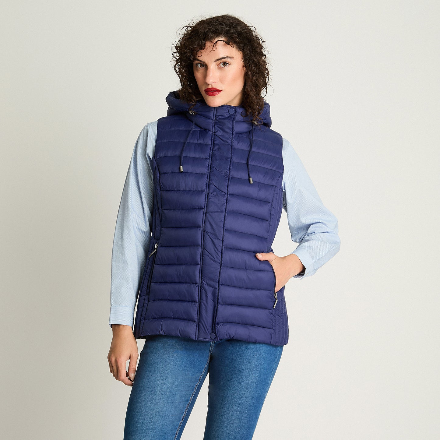 Parka Basica Sin Mangas Azul Curvi