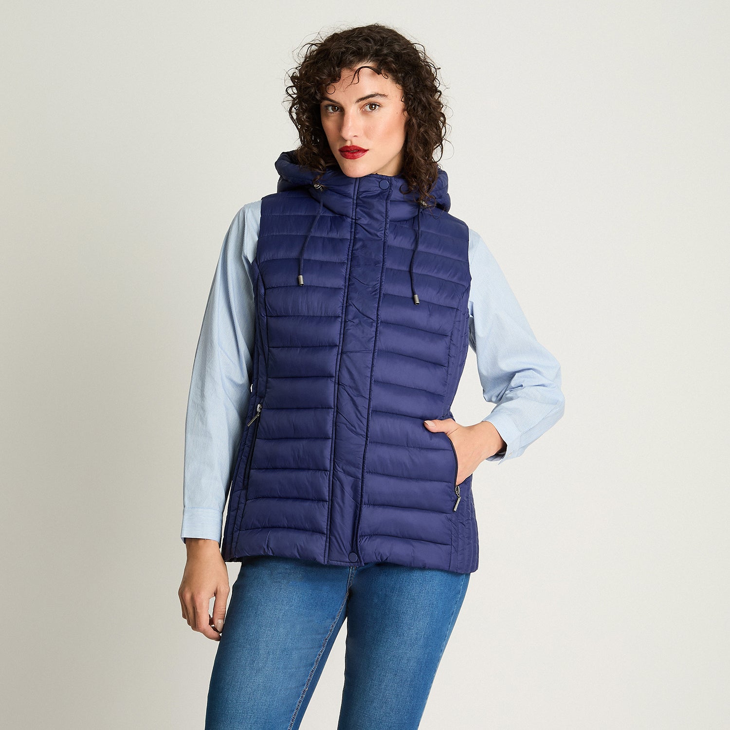 Parka Basica Sin Mangas Azul Curvi