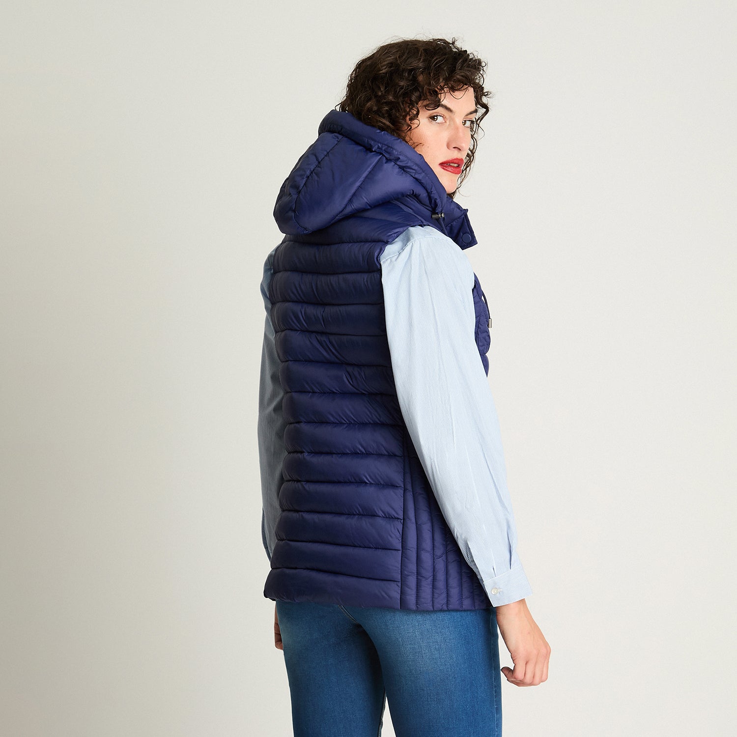 Parka Basica Sin Mangas Azul Curvi