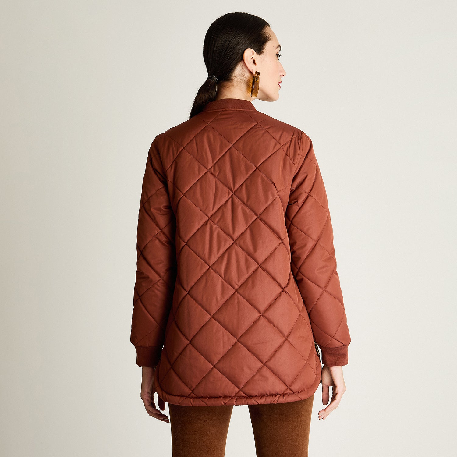 Parka Quilted Forrada Terracota