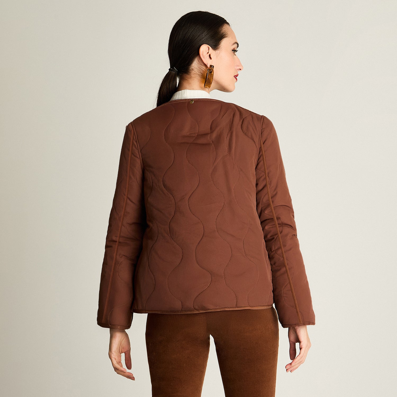 Parka Reversible De Sherpa Estampada Café