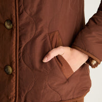 Parka Reversible De Sherpa Estampada Café