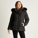 Parka Con Gorro Y Aplicaciones En Cintura Negro