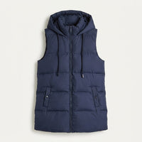 Parka Sin Mangas Azul Marino Con Capucha Y Acolchado en plano
