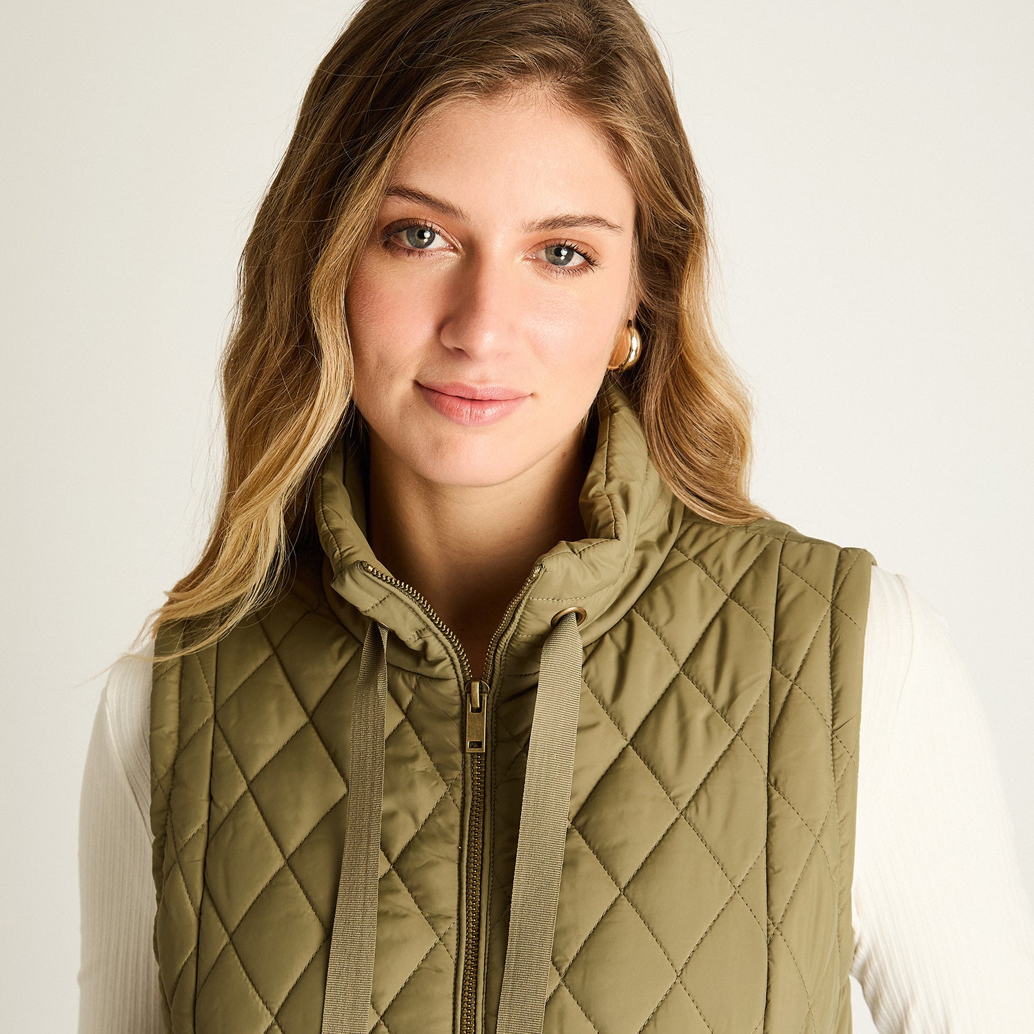 Parka Verde Sin Mangas No Elasticado Con Forro Calce Normal