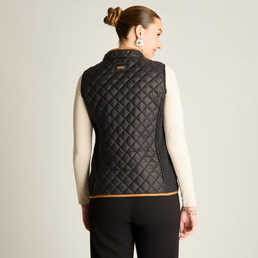 Parka Negro Sin Mangas Elasticidad Nula Con Forro Calce Normal Tela Plano