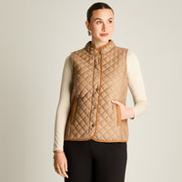 Parka Camel Sin Mangas Elasticidad Nula Con Forro Calce Normal Tela Plano
