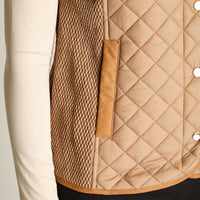 Parka Camel Sin Mangas Elasticidad Nula Con Forro Calce Normal Tela Plano