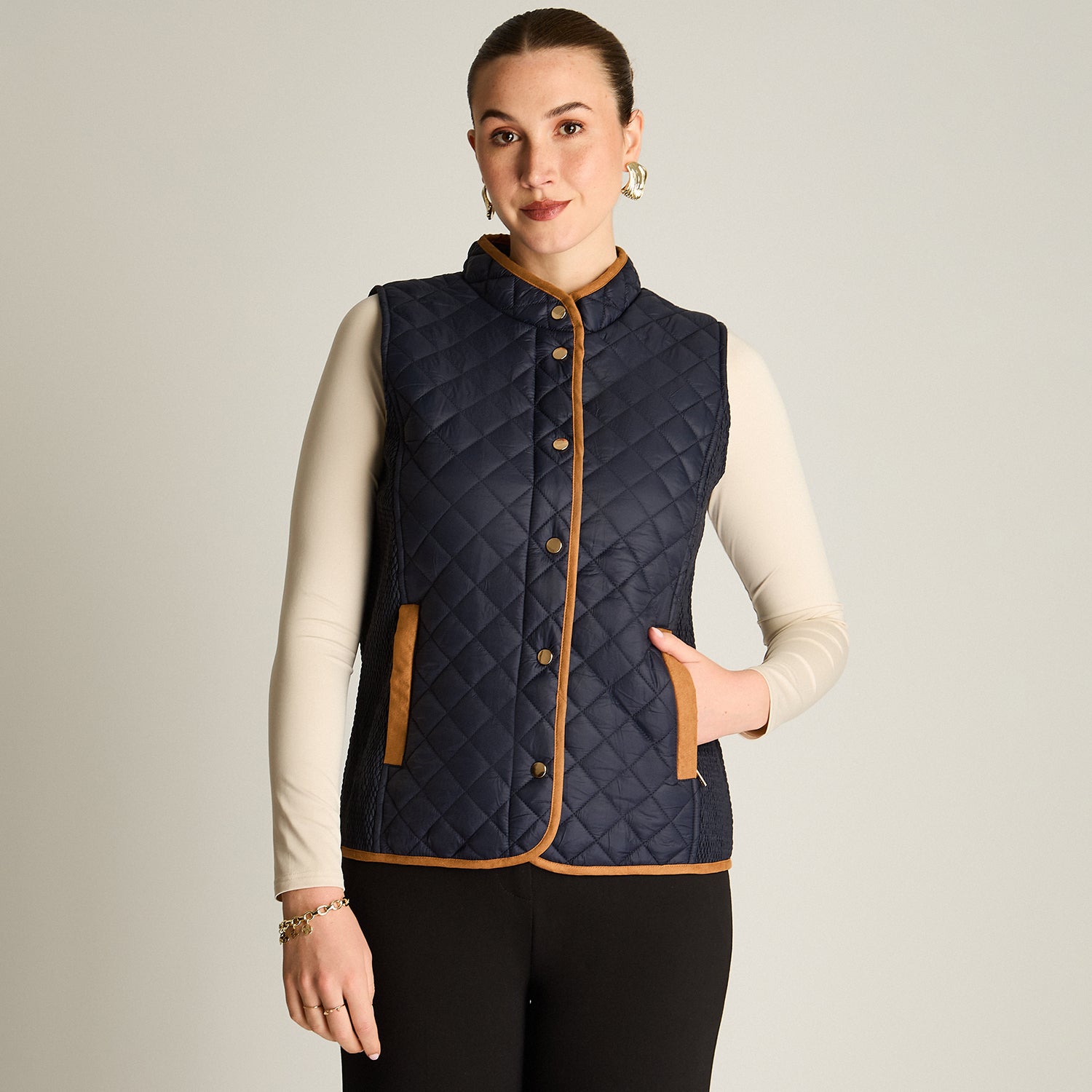 Parka Azul Sin Mangas Elasticidad Nula Con Forro Calce Normal Tela Plano