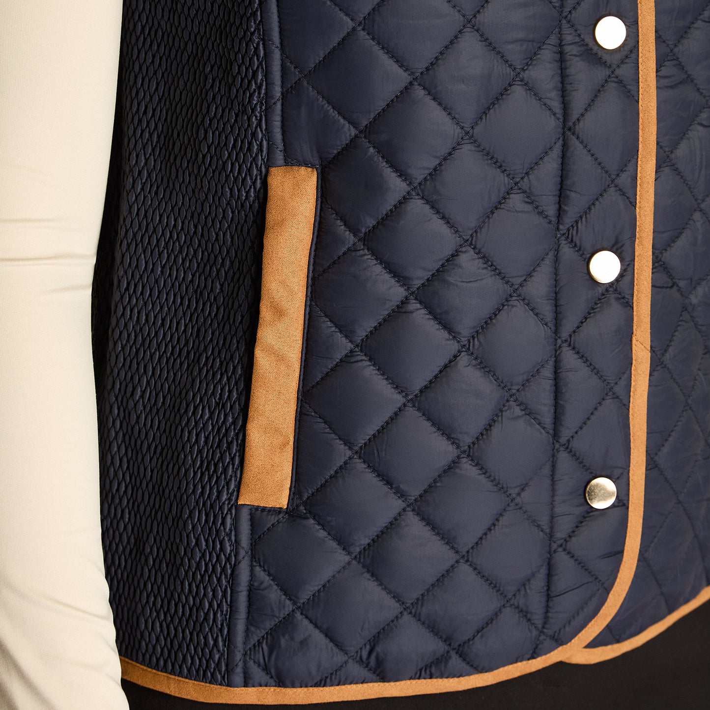 Parka Azul Sin Mangas Elasticidad Nula Con Forro Calce Normal Tela Plano