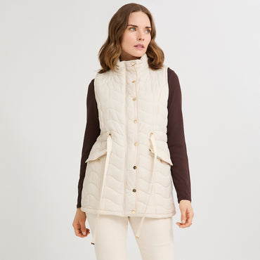 Parka sin mangas larga arena con ajustador de cintura