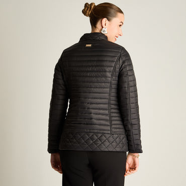 Parka Negro Manga Larga Elasticidad Nula Con Forro Calce Normal Tela Plano