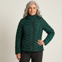 Parka Corta Verde con Diseno Quilted en modelo adulta