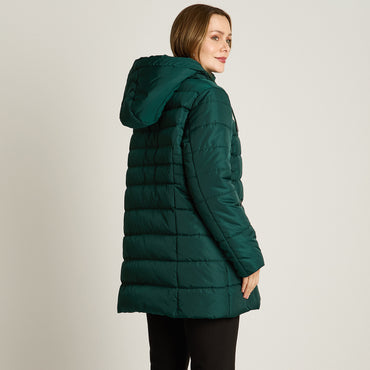 Parka Verde Manga Larga Elasticidad Nula Con Forro Calce Normal Tela Plano