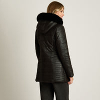 Parka Negro Manga Larga Elasticidad Nula Con Forro Calce Normal Tela Plano