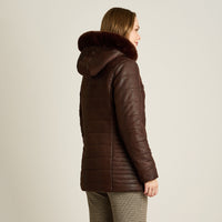 Parka Cafe Manga Larga Elasticidad Nula Con Forro Calce Normal Tela Plano