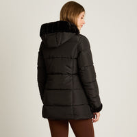 Parka Negro Manga Larga Elasticidad Nula Con Forro Calce Normal Tela Plano