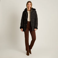 Parka Negro Manga Larga Elasticidad Nula Con Forro Calce Normal Tela Plano